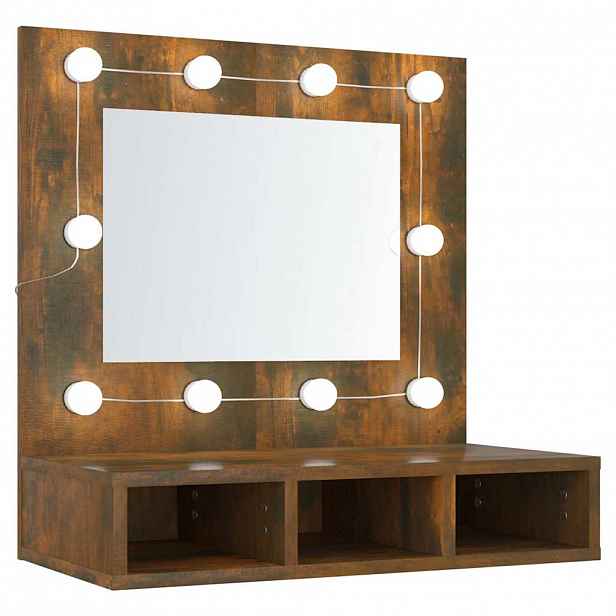 vidaXL Zrcadlová skříňka s LED kouřový dub 60 x 31,5 x 62 cm