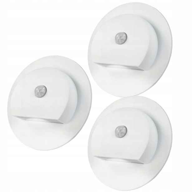 3X Schodišťová Lampa Bílá Led 230V Senzor Pohybu Soumraku Neutrální Barva