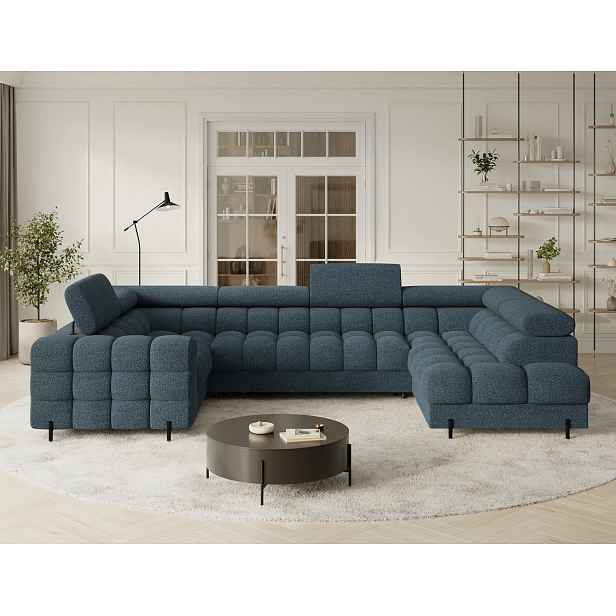 Designová sedací souprava do U KALANI - modrá, pravé provedení