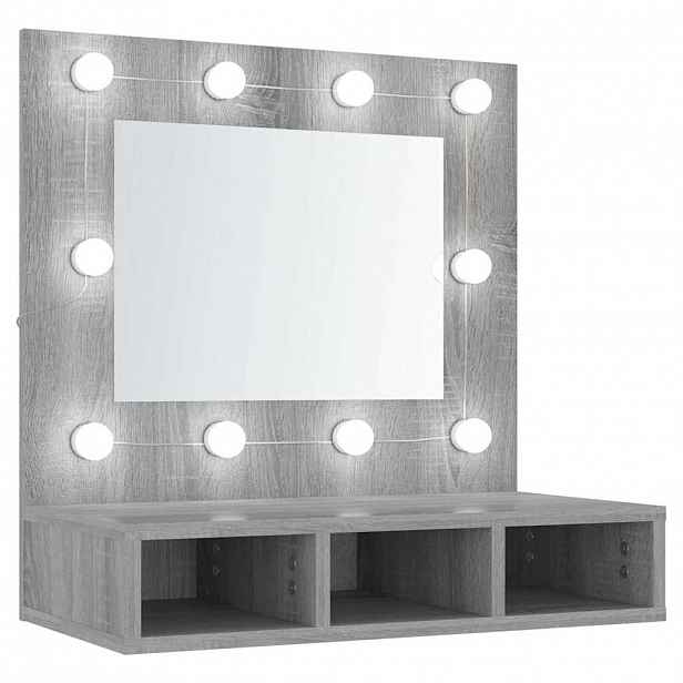 vidaXL Zrcadlová skříňka s LED šedá sonoma 60 x 31,5 x 62 cm