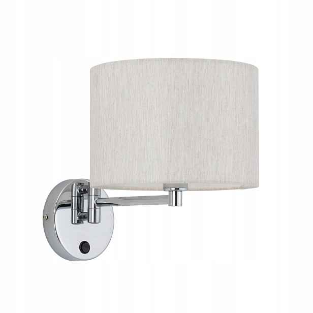 Béžová nástěnná lampa Hotel Mood s vypínačem nad postelí v ložnici Nowodvorski