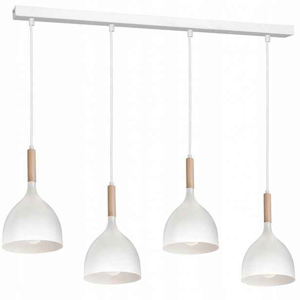 Bílá závěsná lampa na liště 4-bodová Noak Wood 3710 Luminex