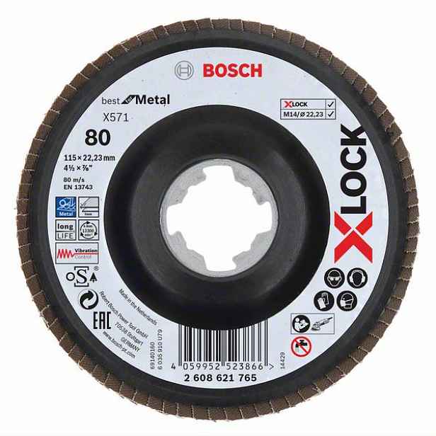 Kotouč lamel. Bosch X571 Best for Metal X-LOCK PL 115 mm 80