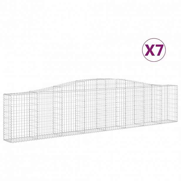 vidaXL Klenuté gabionové koše 7 ks 400x30x80/100 cm pozinkované železo