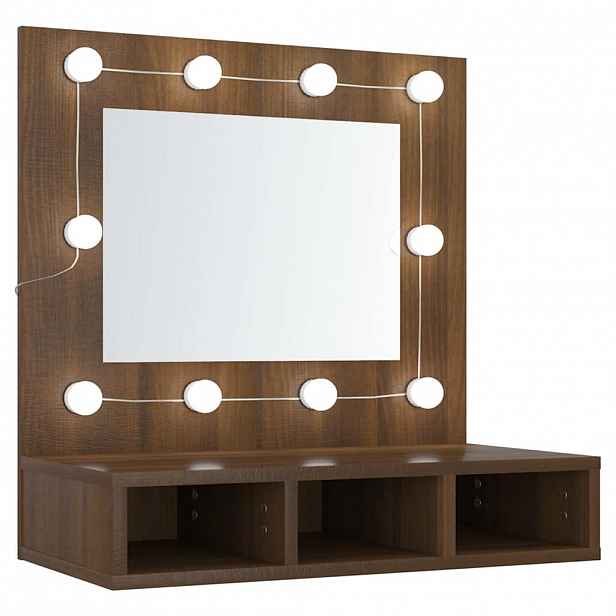 vidaXL Zrcadlová skříňka s LED hnědý dub 60 x 31,5 x 62 cm
