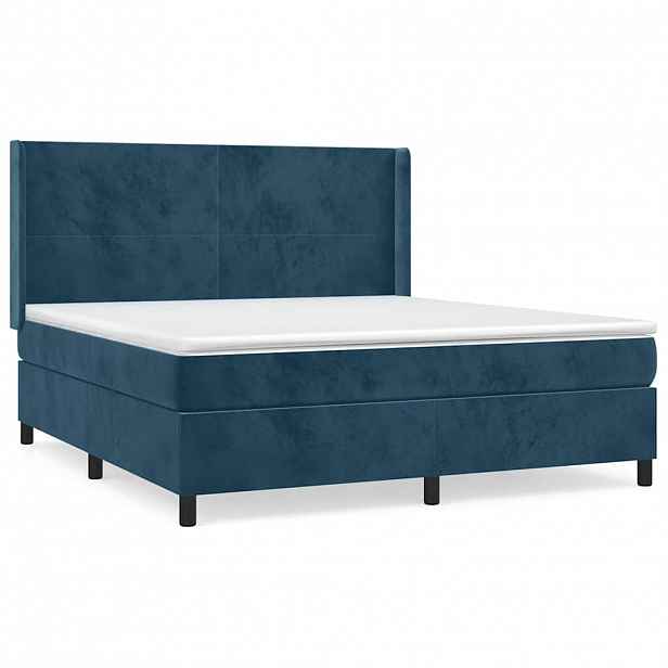 vidaXL Box spring postel s matrací tmavě modrá 160x200 cm samet