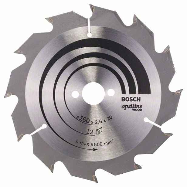 Kotouč pilový Bosch Optiline Wood 160×20/16×2,6 mm 12 z.
