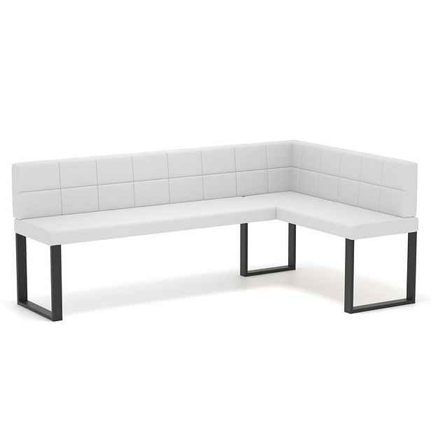Idohome ROHOVÁ LAVICE SANA U pravá ekokůže prošívaná, 128/168 cm, bílá