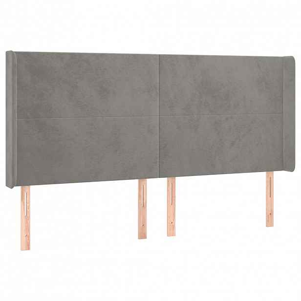vidaXL Čelo postele typu ušák světle šedé 203x16x118/128 cm samet