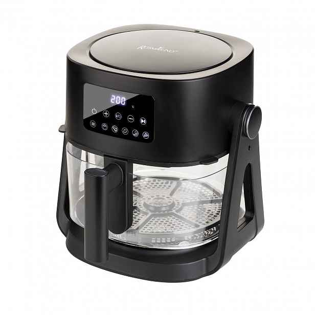 Oboustranná skleněná horkovzdušná fritéza 3 v 1 Rosmarino Airfryer Rotate&Grill 360° – 4,5 L + 2,5 L