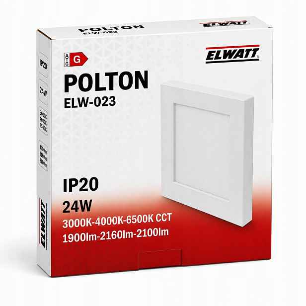 Led Svítidlo Polton 24W CCT3000/4000/6000K Čtverec 2160lm 2v1 300mm