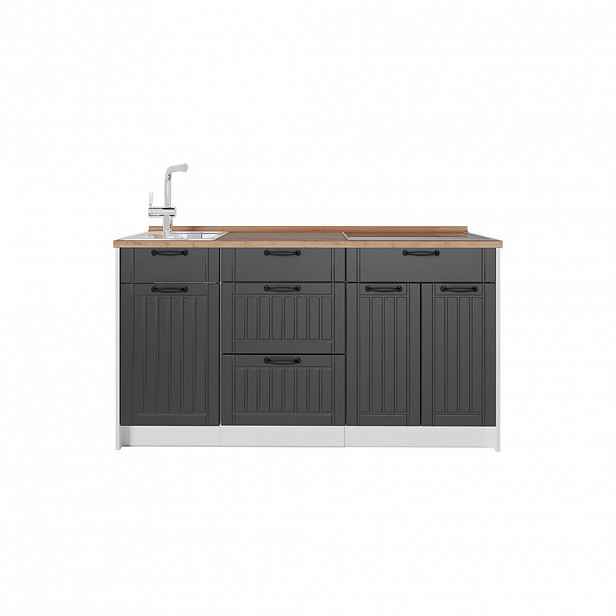 Vicco KUCHYŇSKÝ BLOK Fame-Line, Tmavě šedá/Bílá, 150 cm, PD Dub