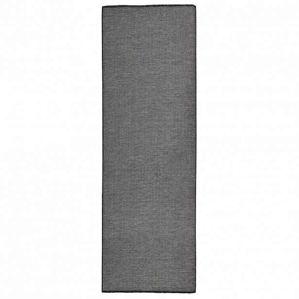 vidaXL Venkovní hladce tkaný koberec 80 x 250 cm šedá