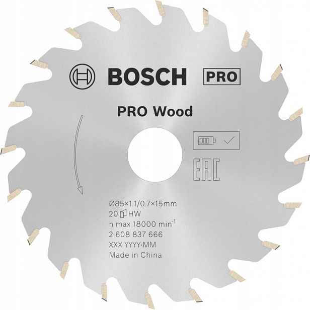 Hm kotouč pro akumulátorovou pilu 85x1,1/0,7x15 mm 20Z Bosch Standard Wood
