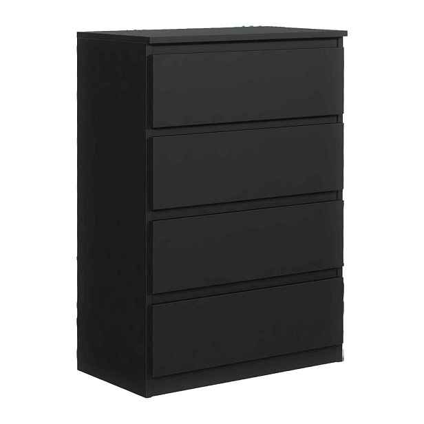 MASSENO KOMODA NUDO, 70/102/39 cm se 4 zásuvkami a dvířky, černá