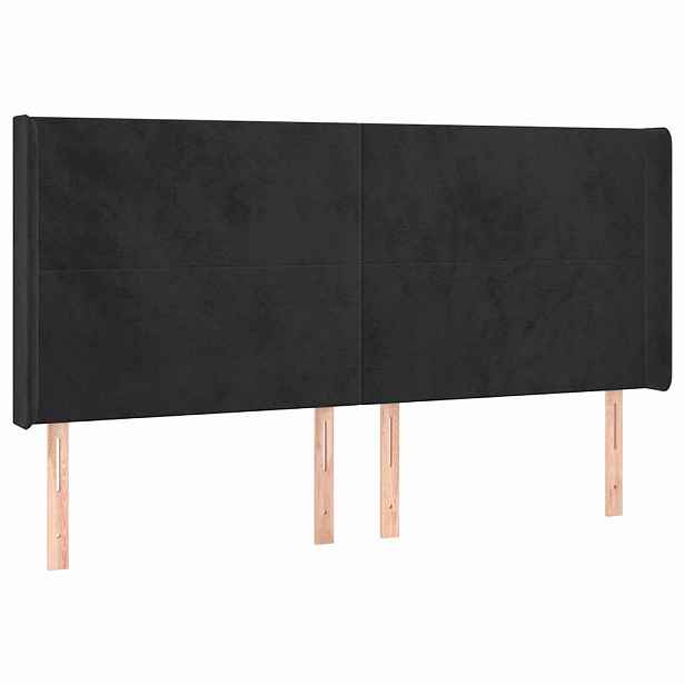 vidaXL Čelo postele typu ušák černé 203x16x118/128 cm samet