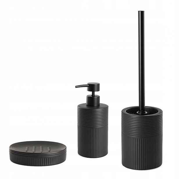 Elegantní koupelnový set z kameniny, černý, keramický, Koupelna