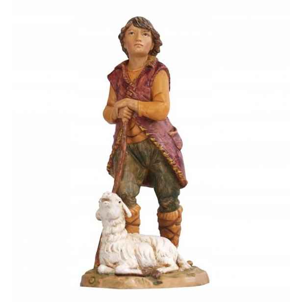 Figurka firmy Fontanini Pastýř s holí a ovcí 12 cm
