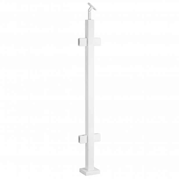 Průchozí sloupek pro skleněné zábradlí 100 cm Bílý 40x40 mm Loft