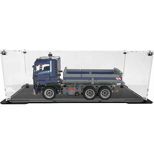 Vitrína s černou základnou pro stavebnici Lego 42203 Technic Sklápěč