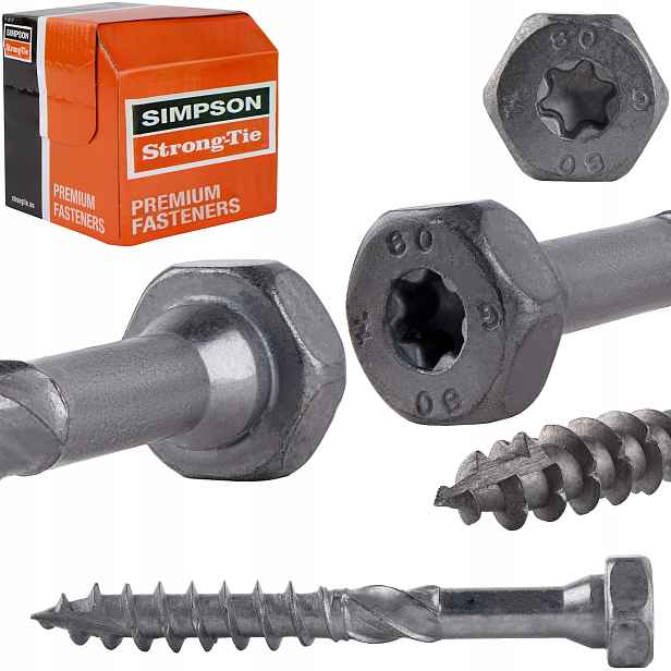 Tesařské vruty 10x80 mm 50 ks s šestihrannou hlavou Torx Simpson Ssh