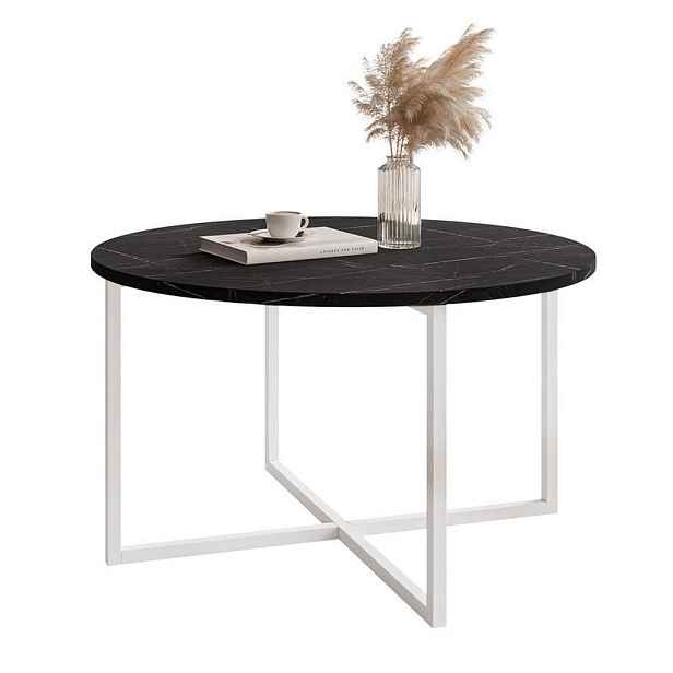 Idohome KONFERENČNÍ STOLEK BESARO 75/47 cm kulatý, bílý / šedý