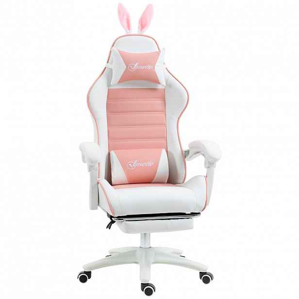 Vinsetto HERNÍ židle Ergonomická herní židle s bederní opěrkou, růžová