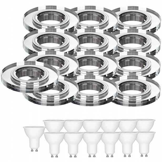 13 x Pevná Stropní Lampa Halogenová Objímka Sklo Led Žárovky 5W