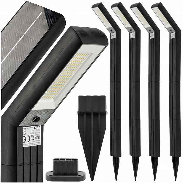 Zahradní solární Led lampy se senzorem soumraku Sada 4 x výkonný sloupek