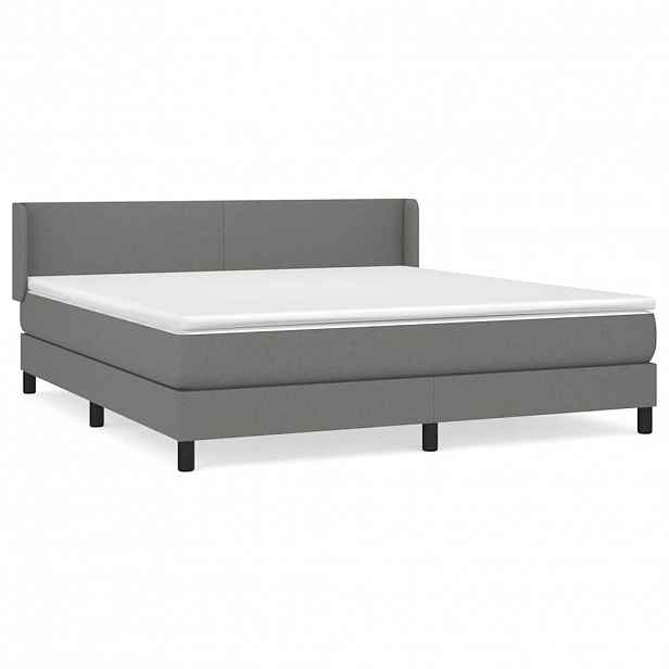 vidaXL Box spring postel s matrací tmavě šedá 160x200 cm textil
