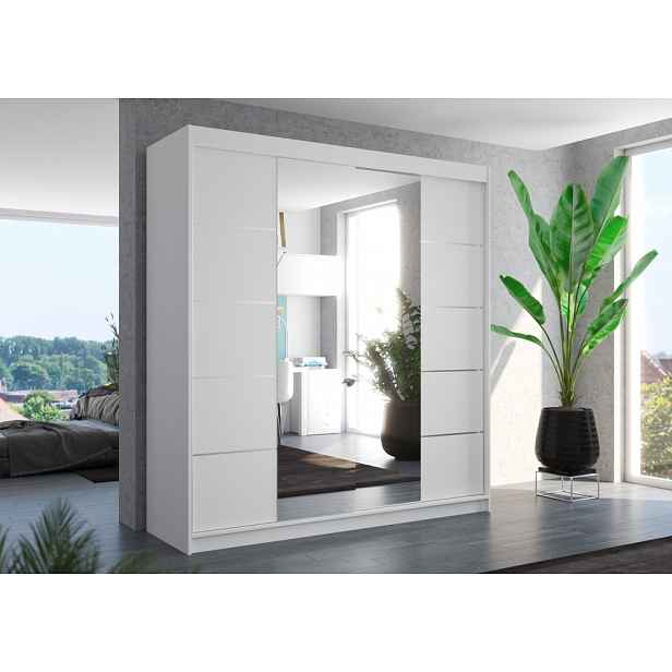 Skříň se zrcadlem 200 cm HAVELA - bílá