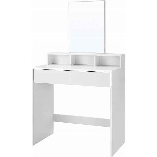 Toaletní Stolek se zrcadlem, bílý, pro líčení Glamour, 80 cm