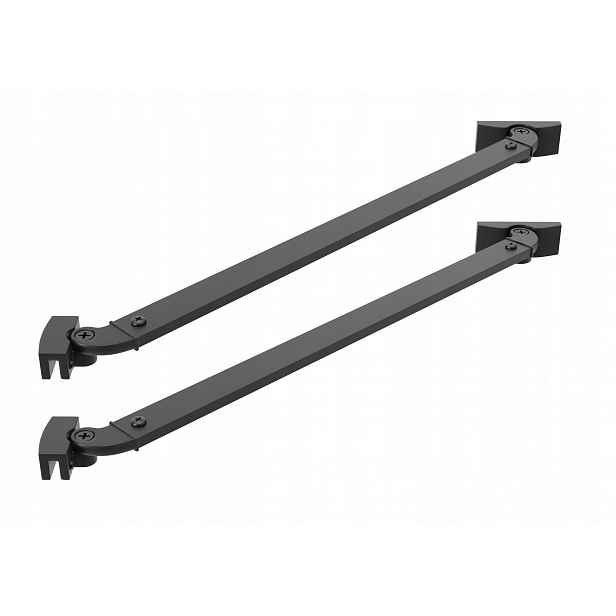 Úhlový Držák Do Kabiny 45 CM Na Sklo 6 MM Černý Na Stěnu, Sada 2 Ks