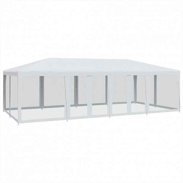 vidaXL Party stan s 12 síťovanými bočnicemi bílý 8 x 4 m HDPE