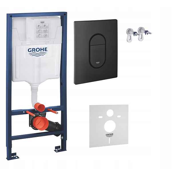 Kompletní podomítkový Wc set – stojan Grohe tlačítko černá matná barva