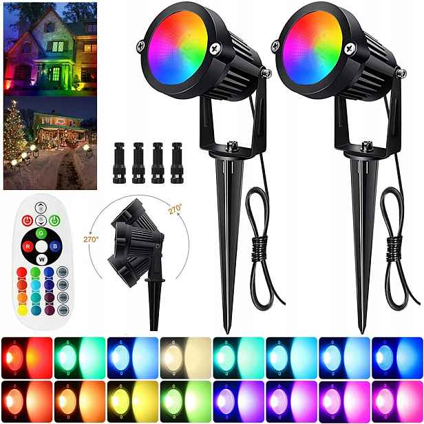 2 Lampa Led zahradní reflektor Rgb zapichovací na špejli Lampa IP65