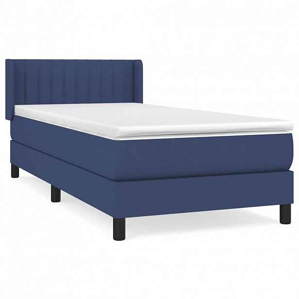 vidaXL Box spring postel s matrací modrá 90x190 cm textil