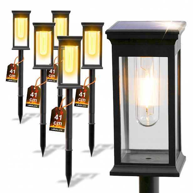 6 x Solární Lampa Led lampa Zahradní Zapichovací Sloupek Černá