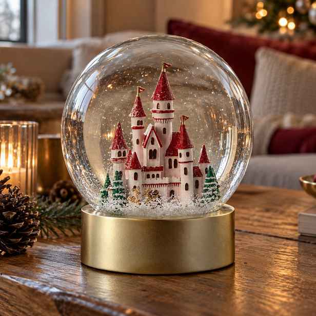 CASTLE Sněhová koule svítící zámek 20 cm
