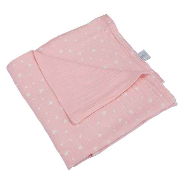 Růžová mušelínová dětská deka 75x75 cm – Bébé Douceur
