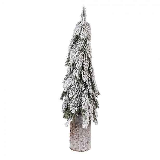 Vánoční dekorace jehličnatý zasněžený stromek na dřevě - Ø 18*57 cm Clayre & Eef