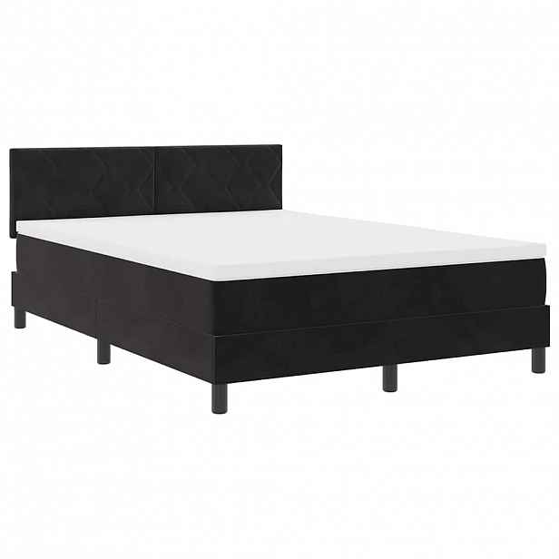 vidaXL LED box pružinová postel s čelo Černá 140 x 190 cm samet