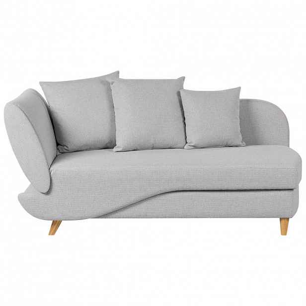 Beliani ČALOUNĚNÉ LEHÁTKO CHAISE LONGUE Imitace lnu světle šedé s úložným prostorem pod postelí levostranné Meri