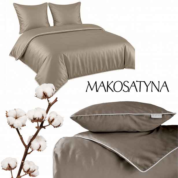 Povlečení Pure z bavlněného makosatinu 180x200 C. Béžová Taupe Premium