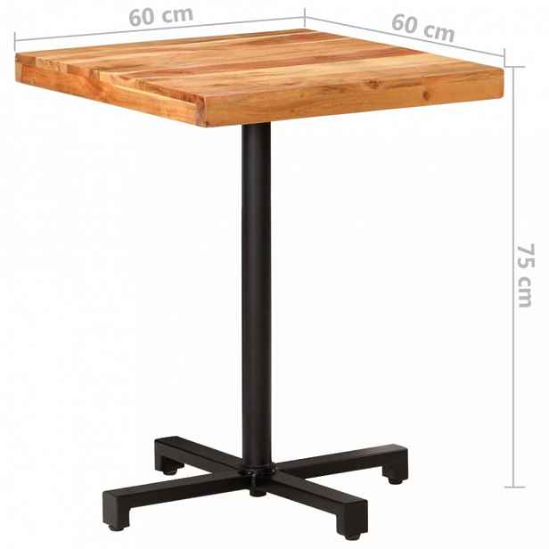 Bistro stůl čtvercový hnědá / černá akácie 60x60x75 cm