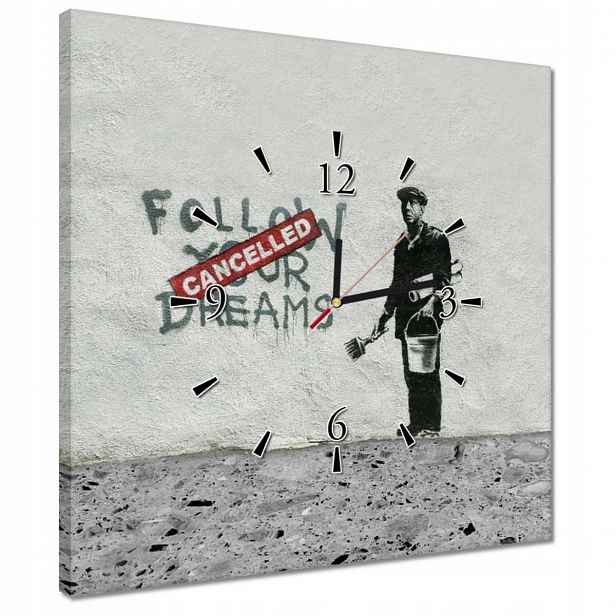 Hodiny 40x40 Banksy Follow Your Dreams