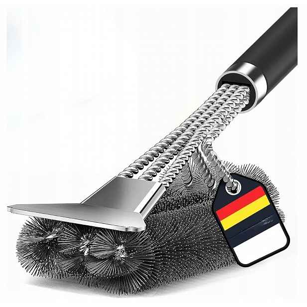 Kartáč na čištění Grilů, roštů z z nerezové oceli se škrabkou