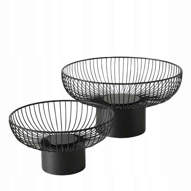Kovové Podnosy Na Ovoce Černé Kulaté Moderní Cindy 2 Ks, Průměr 30-39 CM