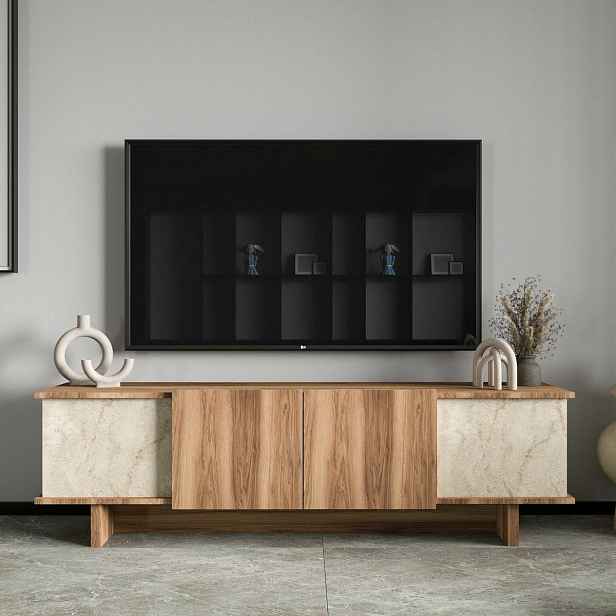 Televizní stolek Diana Travertine and Walnut