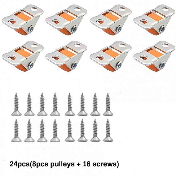 TEMU Sada 24 ks malých kovových koleček, mini kolečka do korby nákladního vozu s kovovou horní deskou (8 koleček + 16 šroubů), odolná tichá gumová